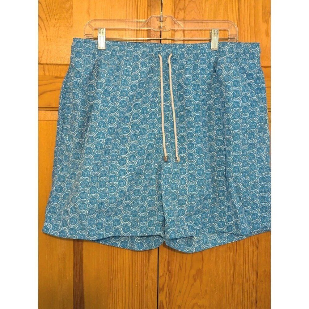 J. McLaughlin‎ Men's Swim Beach Trunks Lined Mesh Blue Seashells Size XL